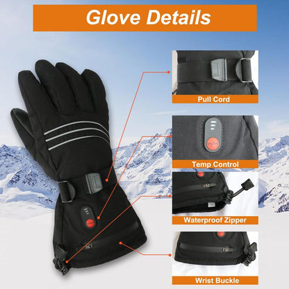 Heated Gloves for Men Women - 7.4V 3200 Mah Battery Rechargeable Electric Heated Gloves Touchscreen Waterproof Hand Warmer Gloves for Winter Hiking Ski Riding Cycling